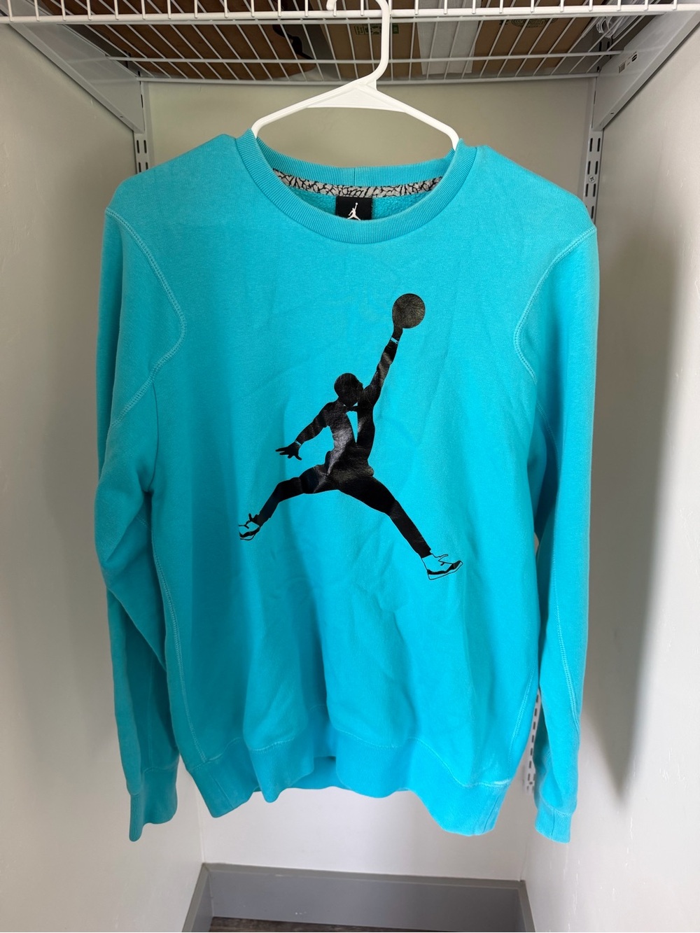 Jordan Teal Crewneck with Black Jumpman